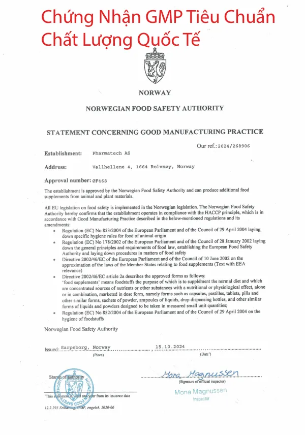 Chứng nhận FDA Hoa Kỳ và GMP