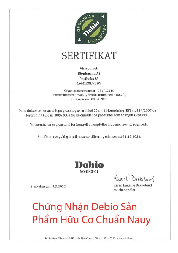Debio - Sản Phẩm Hữu Cơ Chuẩn Na Uy